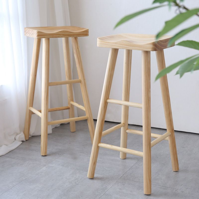 Contemporary Bar and Counter Stool Natural Finish Stool with 4 Wood Legs Clearhalo 'Bar Furniture' 'Bar Stools' 'bar_stools' 'furn' 'furn_bar_stools' 'Furniture' 'furniture_bar_stools' 'Kitchen & Dining Furniture' 1200x1200_c882ca6e-b9e8-48d1-8283-a21e1c575ad4