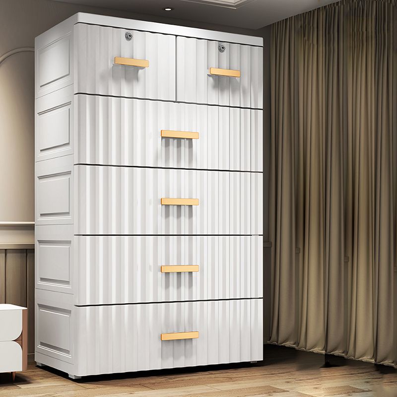 6-drawer Modern Plastic Storage Cabinet Non-Hanging Wardrobe Armoire