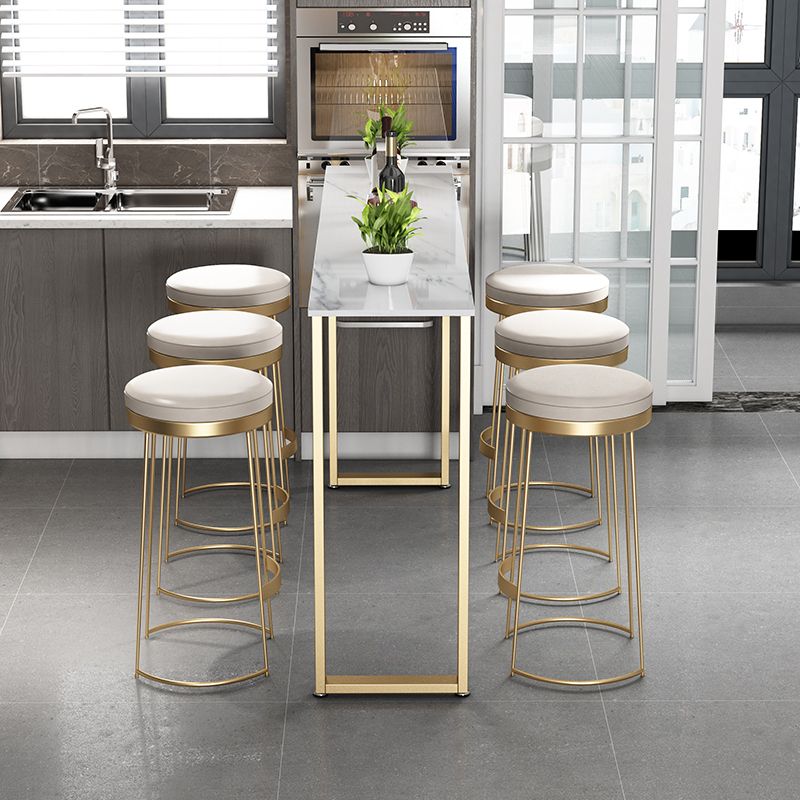 1/4/7 pièces Glam Glam Iron Bistro Set Rectangle Rectangle Bar Table Set avec un faux marbre blanc