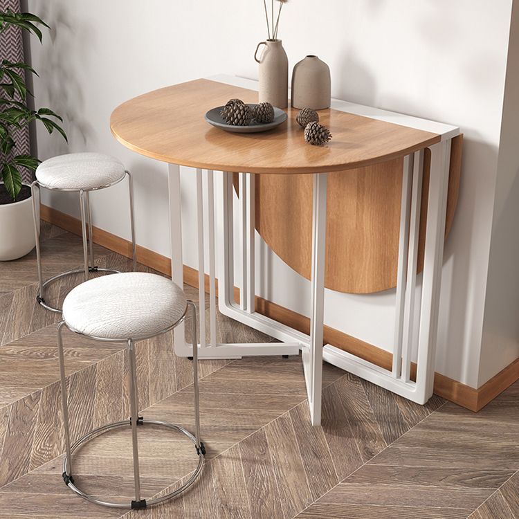 Foldable Artificial Wooden Top Table Extendable Round Kitchen Table with Trestle Base Clearhalo ' dining_table' 'Dining Tables & Seating' 'Dining Tables' 'furn' 'furn_dining_table' 'Furniture' 'furniture_dining_table' 'Kitchen & Dining Furniture' 'kitchen&dining_furn' 'kitchen' 'kitchen_dining_table' 1200x1200_c885bff1-8fb5-4e4f-b283-da0edb455250