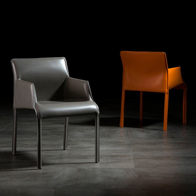 Contemporary Leather Dining Chair Metal Dining Arm Chair for Restaurant Use Clearhalo 'Dining Chairs' 'Dining Tables & Seating' 'dining_chair' 'furn' 'furn_dining_chair' 'Furniture' 'furniture_dining_chair' 'Kitchen & Dining Furniture' 1200x1200_c8867c87-36f5-4345-aaf8-1b589dd924a7