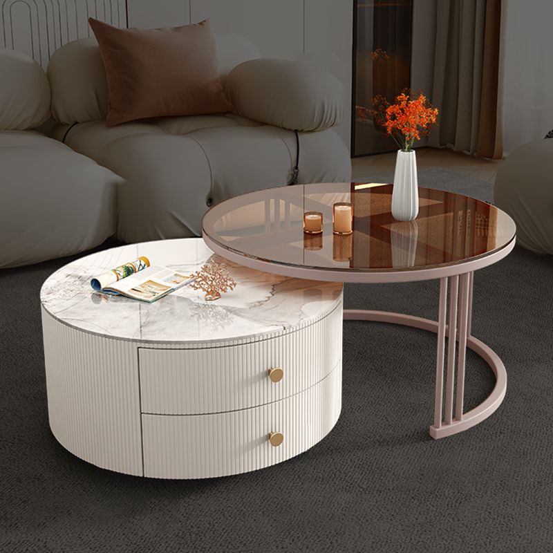 Frame Round Glam Coffee Table Slate Nesting Coffee Table Set Clearhalo 'Coffee & Accent Tables' 'Coffee Tables' 'coffee_tables' 'furn' 'furn_coffee_tables' 'Furniture' 'Living Room Furniture' 1200x1200_c886e57e-e92c-42dd-b14a-00362d91c7e9