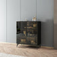 Stile sideboard in vetro moderno in stile sala da pranzo 36,6 "h buffet server in nero