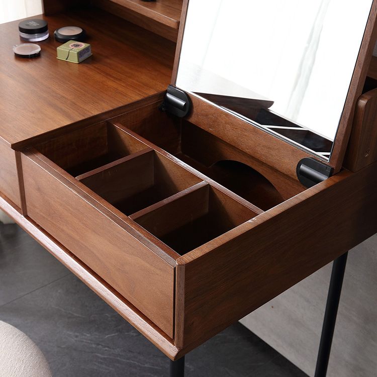 パッド入りのスツール照明ミラーバニティデスクを備えたモダニストフリップシングルウッドバニティ