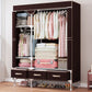 Contemporary Style Wardrobe Armoire Steel Frame Wardrobe Cabinet with Drawers