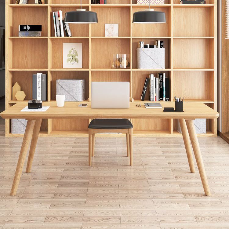 ソリッドウッド湾曲した会議テーブルホームオフィスモダンライティングデスク