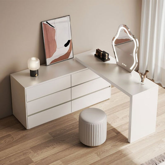 Contemporary Solid Wood White With Drawer Bedroom Makeup Vanity Desk Clearhalo 'Bedroom Furniture' 'furn' 'furn_makeup_vanities' 'Furniture' 'Makeup Vanities' 'makeup_vanities' 1200x1200_c88f464d-cab3-4113-b9d4-c8dde8875bd7