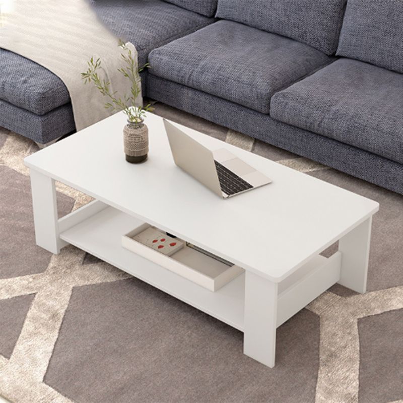 Modern Style Rectangular Artificial Material 4 Legs Base Design Coffee Table