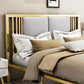 Glam Open-Frame Bed Foam Rectangular Standard Bed with Custom Gold Leg