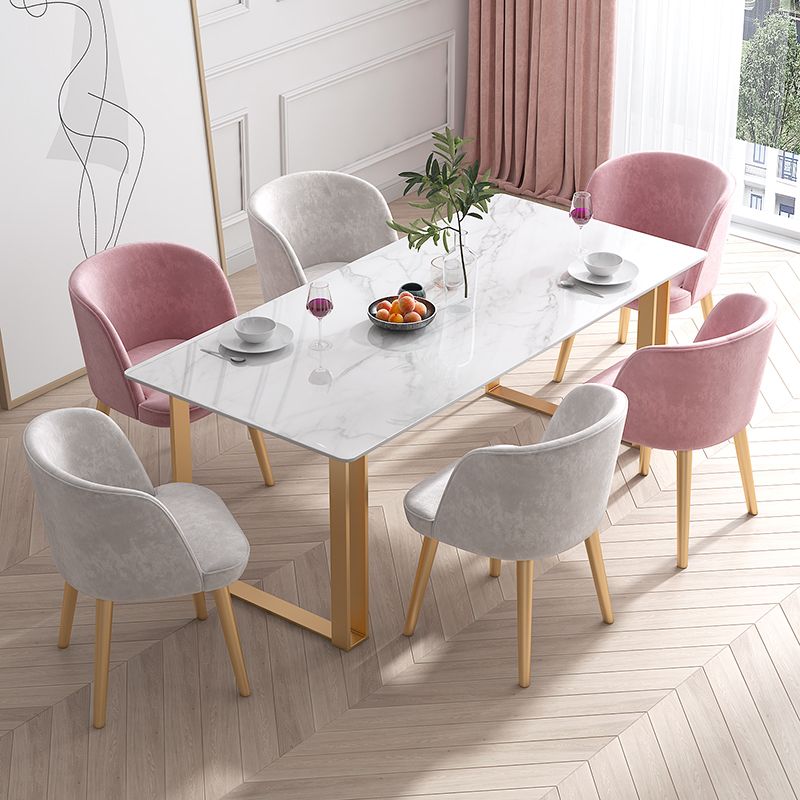 Scandinavian Sintered Stone Dining Table Set White Rectangle Dining Set for Home Use Clearhalo 'Dining Room Sets' 'Dining Tables & Seating' 'dining_room_set' 'furn' 'furn_dining_room_set' 'Furniture' 'furniture_dining_room_set' 'Kitchen & Dining Furniture' 'kitchen&dining_furn' 'kitchen' 1200x1200_c8917f1b-c8b7-4ddd-a6a5-8c34275b5c7c