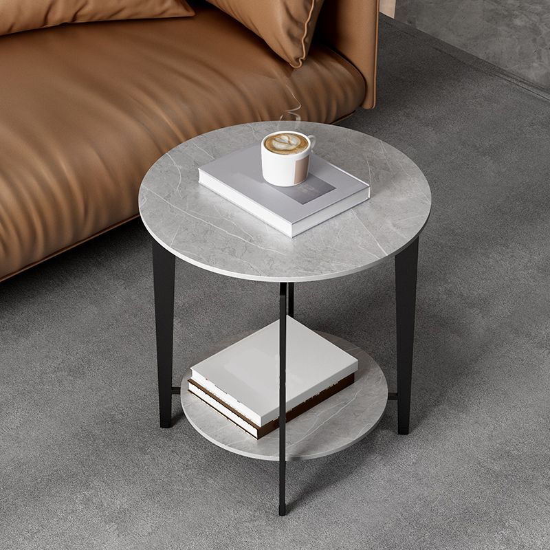 Minimalistische ronde hoektafel leisteen 4 poten banken bijzettafel met opslag