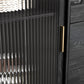Glam a 2-disegno a buffet da pranzo 61 "l tampone a buffet per porta scorrevole nera con porta di vetro