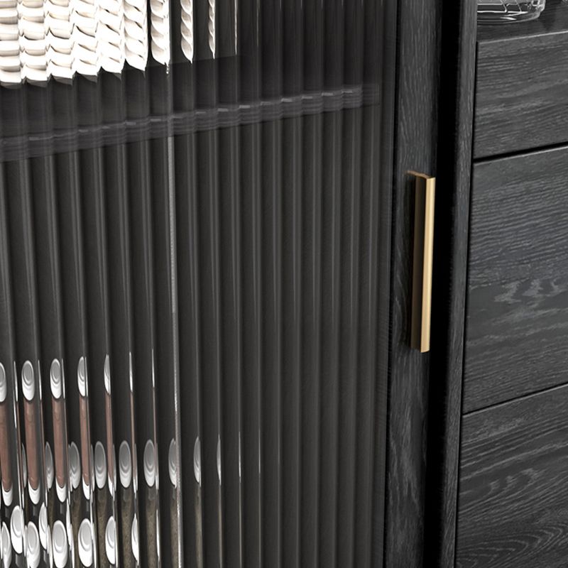 Glam a 2-disegno a buffet da pranzo 61 "l tampone a buffet per porta scorrevole nera con porta di vetro