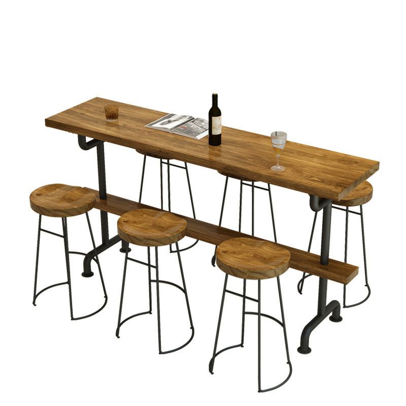 Tavolo da pranzo a bar in legno tradizionale tavolo da bar di lusso con base di cavalletto in nero