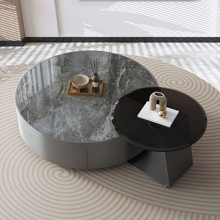 Tavolino moderno di tavolino in ardesia e vetro