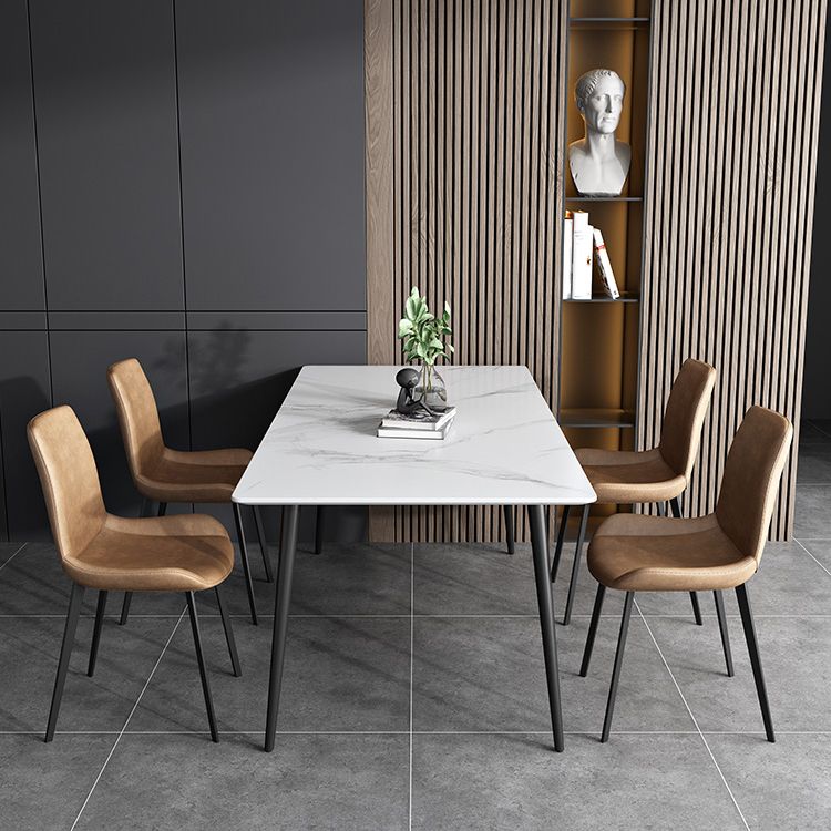 Stone Top Table 4 Legs Rectangle Dining Table for Home Kitchen Dinner Clearhalo 'Dining Tables & Seating' 'Dining Tables' 'dining_table' 'furn' 'furn_dining_table' 'Furniture' 'Kitchen & Dining Furniture' 1200x1200_c89392f8-5e6a-4854-aef5-1b564f55bce9