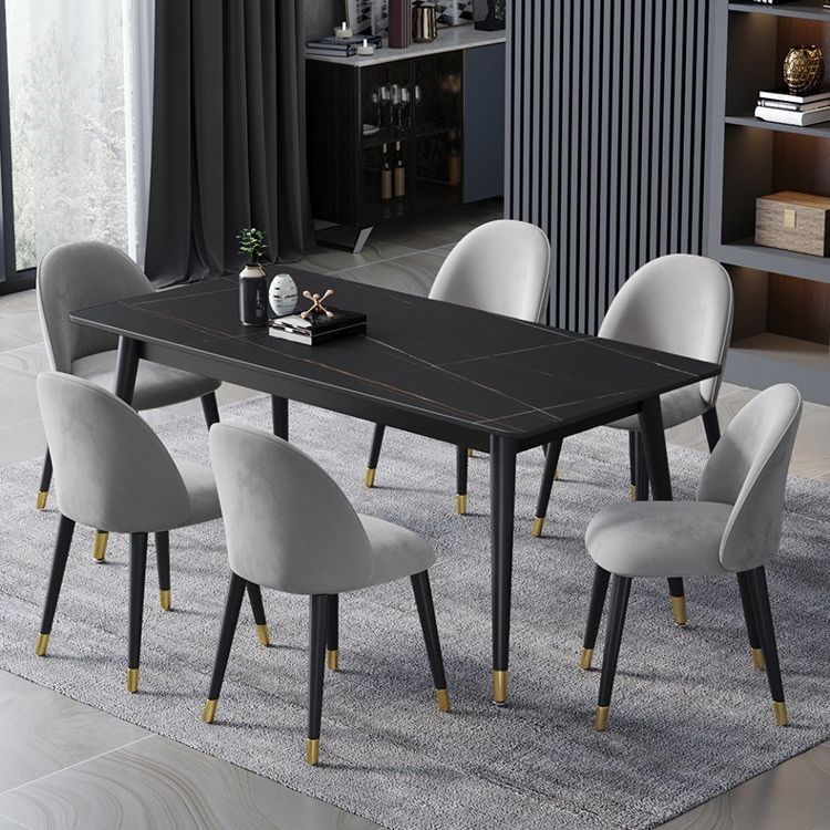 Metal Contemporary Rectangular Dining Table Sintered Stone Top Table with Black Legs Clearhalo ' dining_table' 'Dining Tables & Seating' 'Dining Tables' 'furn' 'furn_dining_table' 'Furniture' 'furniture_dining_table' 'Kitchen & Dining Furniture' 'kitchen&dining_furn' 'kitchen' 'kitchen_dining_table' 1200x1200_c894c339-3038-4a0e-b8ab-a9aa621ccc2a