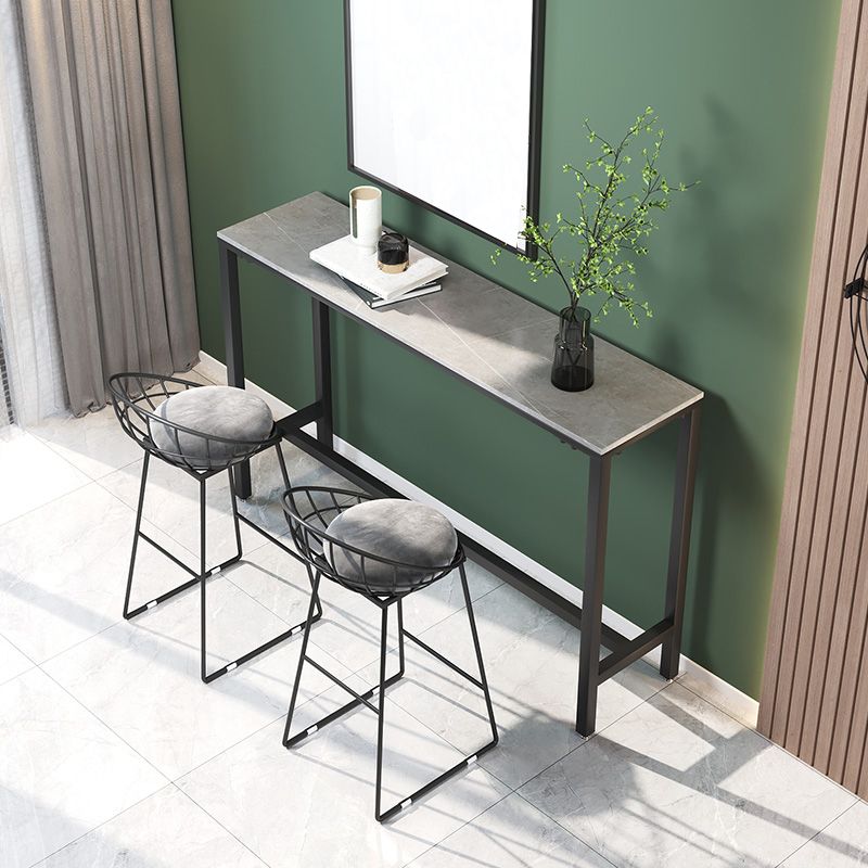 Marble Pub Table with Rectangle Table Top Double Pedestal Table - 41.3" H Clearhalo 'Bar Furniture' 'Bar Tables' 'bar_tables' 'furn' 'furn_bar_tables' 'Furniture' 'furniture_bar_tables' 'Kitchen & Dining Furniture' 1200x1200_c894daf6-0105-46d3-aaf1-5fbcfb1e6c48