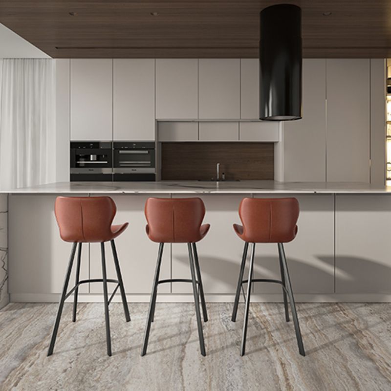 Faux Leather Dining Stool Upholstered Bar Stool with Metal Base Clearhalo 'Bar Furniture' 'Bar Stools' 'bar_stools' 'furn' 'furn_bar_stools' 'Furniture' 'Kitchen & Dining Furniture' 1200x1200_c895f91d-2091-40f1-830e-05d8e0a2876a