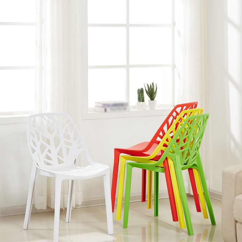 Glam Style Open Back Side Chair Plastic Stackable Dining Chair Clearhalo 'Dining Chairs' 'Dining Tables & Seating' 'dining_chair' 'furn' 'furn_dining_chair' 'Furniture' 'furniture_dining_chair' 'Kitchen & Dining Furniture' 1200x1200_c896ba42-af40-4e00-8140-ca3432060a28