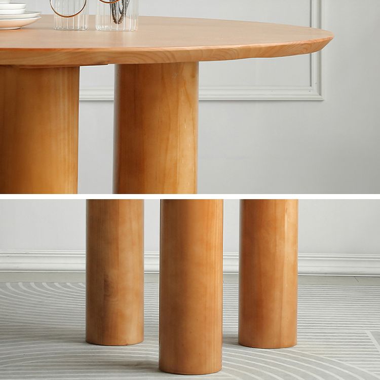 Round Pedestal Contemporary Dining Table Brown Tone Fixed Table of Solid Wood Clearhalo ' dining_table' 'Dining Tables & Seating' 'Dining Tables' 'furn' 'furn_dining_table' 'Furniture' 'furniture_dining_table' 'Kitchen & Dining Furniture' 'kitchen&dining_furn' 'kitchen' 'kitchen_dining_table' 1200x1200_c8989dc1-1f48-433c-a685-db1b9ebe0370
