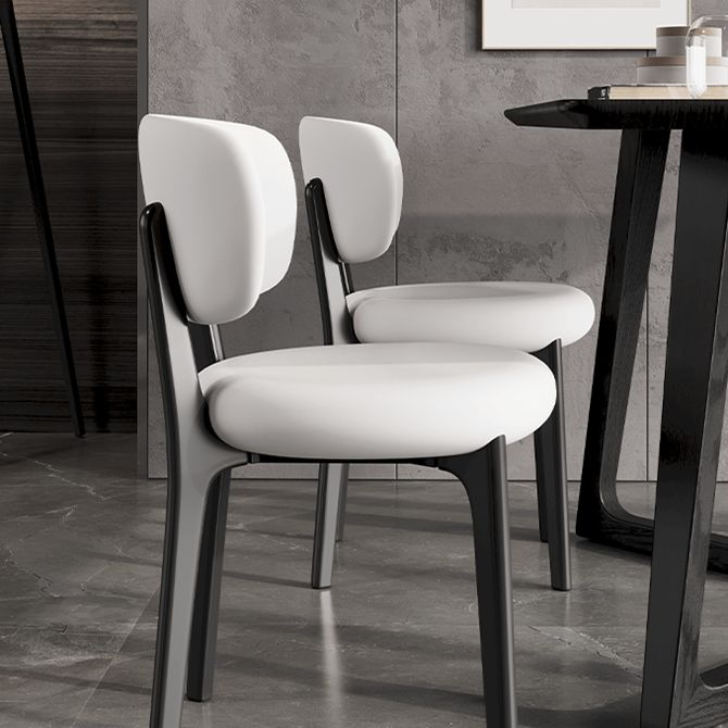 Modern Simple Side Chair Upholstered Kitchen Dining Chairs with Wooden Base