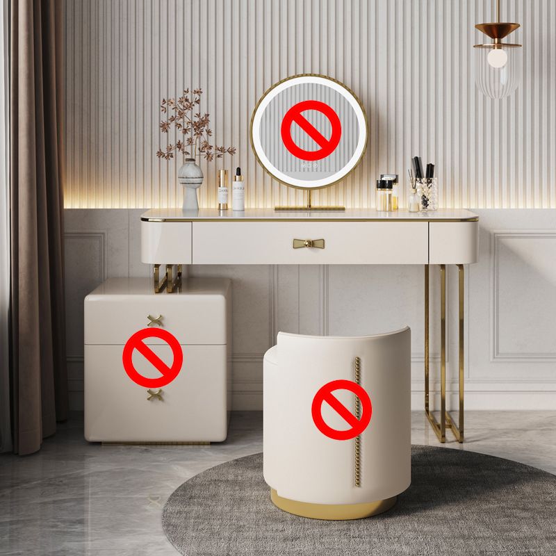 Beige luxueuze ijdelheidsset met ontlasting 2/4 opslagladen Kremmertje