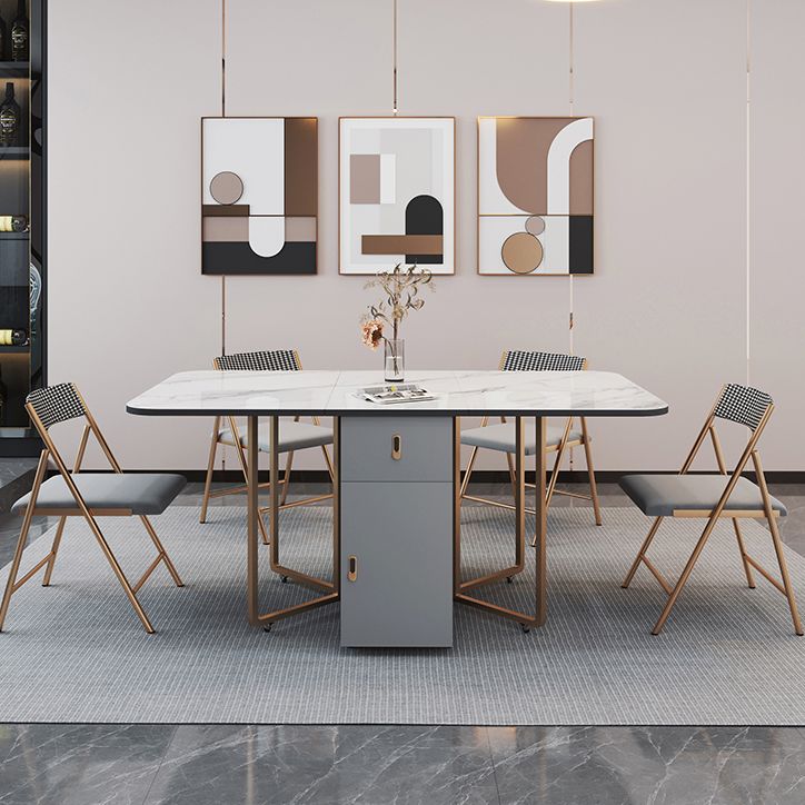 Foldable Sintered Stone Top Table Rectangle Extendable Table Clearhalo ' dining_table' 'Dining Tables & Seating' 'Dining Tables' 'furn' 'furn_dining_table' 'Furniture' 'furniture_dining_table' 'Kitchen & Dining Furniture' 'kitchen&dining_furn' 'kitchen' 'kitchen_dining_table' 1200x1200_c89c9263-67f8-4981-9bc2-e23a6a92ae91