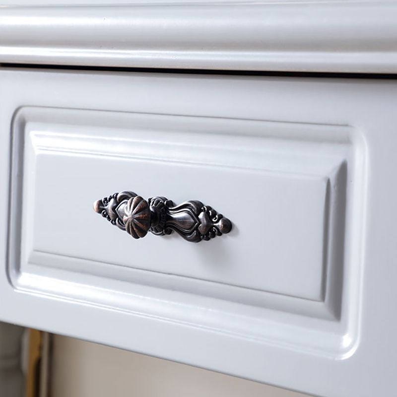 Rubberwood Victorian Dressing Table Stool Set with 2 Drawers and Mirror