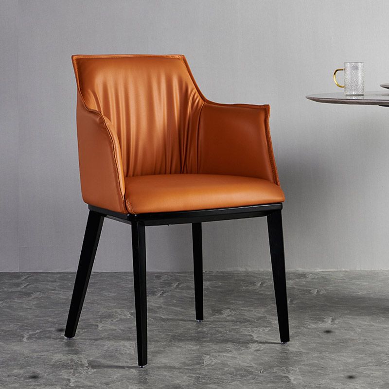Moderne stijl armstoel faux lederen stevige achterste eetkamerstoel voor binnen