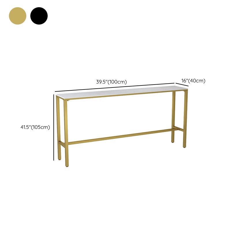 Modern Faux Marble Rectangle White Top Trestle Bar Dining Table for Kitchen Clearhalo 'Bar Furniture' 'Bar Tables' 'bar_tables' 'furn' 'furn_bar_tables' 'Furniture' 'Kitchen & Dining Furniture' 1200x1200_c8a3b527-ef3b-40b3-a0bf-0628337aabbd