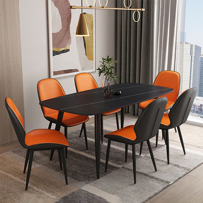 Contemporary Metal Dining Room Chairs PU Leather Dining Armless Chairs for Indoor Use Clearhalo ' kitchen&dining_furn' 'Dining Chairs' 'Dining Tables & Seating' 'dining_chair' 'furn' 'furn_dining_chair' 'Furniture' 'furniture_dining_chair' 'Kitchen & Dining Furniture' 'kitchen' 1200x1200_c8a3e83f-3081-4100-8abf-2d15f74c94a7
