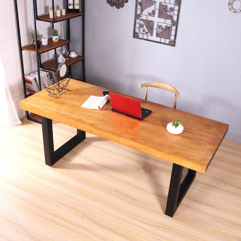 Rectangle Double Base Dining Table Industrial Wood Table for Dining Room Clearhalo 'Dining Tables & Seating' 'Dining Tables' 'dining_table' 'furn' 'furn_dining_table' 'Furniture' 'Kitchen & Dining Furniture' 1200x1200_c8a69a73-444a-439e-89cc-15c3c82b005e