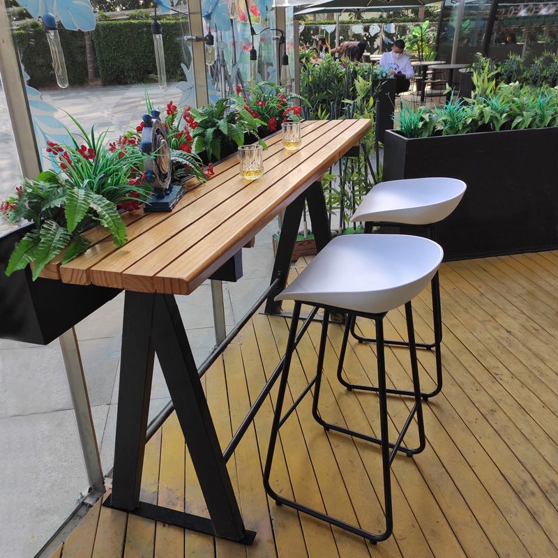 Modern Wood Bar Table with Rectangle Table Top Trestle Table with 42-inch Height Clearhalo 'Bar Furniture' 'Bar Tables' 'bar_tables' 'furn' 'furn_bar_tables' 'Furniture' 'furniture_bar_tables' 'Kitchen & Dining Furniture' 1200x1200_c8a6d2ca-006e-42bb-a342-1afcc754d45a