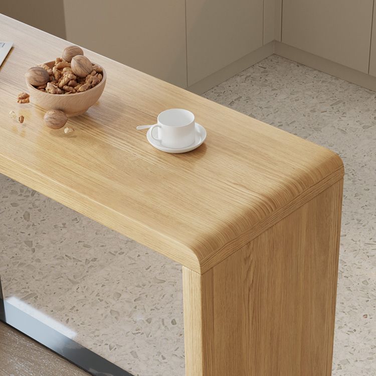 Solid Wood Bar Dining Table Pedestal Rectangle Bistro Bar Table in Natural with Shelves Clearhalo 'Bar Furniture' 'Bar Tables' 'bar_tables' 'furn' 'furn_bar_tables' 'Furniture' 'Kitchen & Dining Furniture' 1200x1200_c8a742f6-888b-4eff-a9b2-805b326b182f