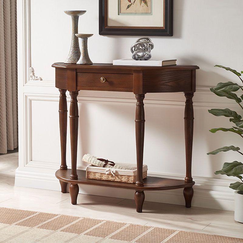 ゴム製ウッドコンソール表12 "wホールのためのミッドセンチュリーモダンハーフムーンアクセントテーブル