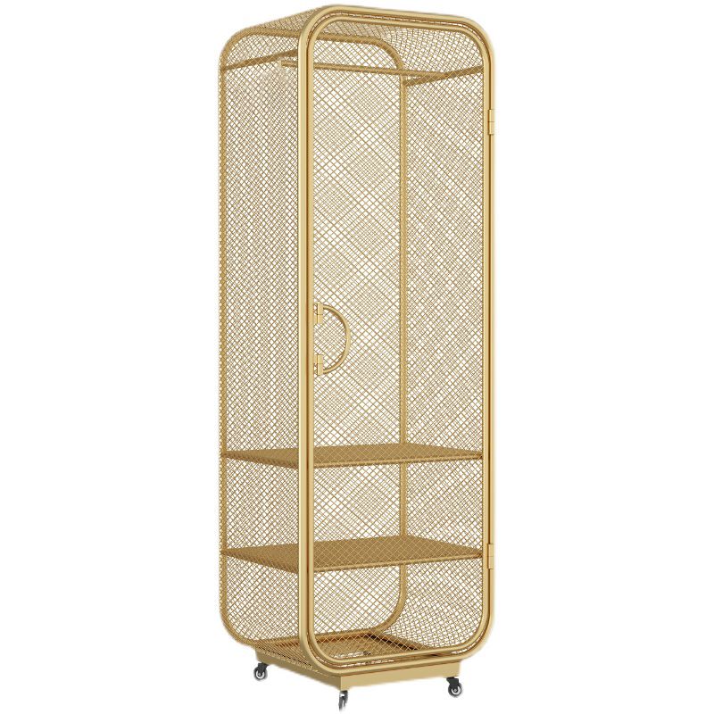 Armoire de rangement en acier en acier moderne à 2 portes avec 2 étagères et rails de vêtements