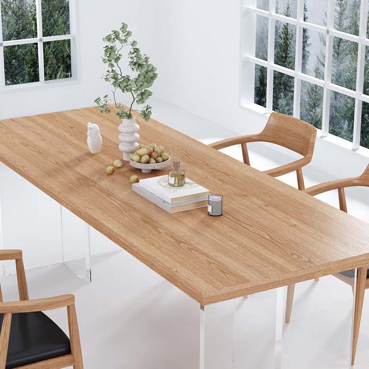Modern Double Pedestal Dining Table Ash Wood Table for Dining Room Clearhalo 'Dining Tables & Seating' 'Dining Tables' 'dining_table' 'furn' 'furn_dining_table' 'Furniture' 'Kitchen & Dining Furniture' 1200x1200_c8a96504-1616-4fae-b1dd-89cd12514229