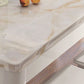 Table de salle à manger rectangulaire Simplicity, collection de salle à manger en faux marbre avec 4 pieds