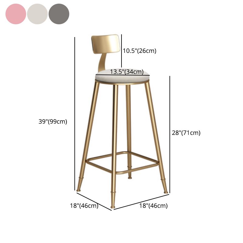 Glam Armless Backrest Counter Stool Iron Bar Stool with Velvet Cushion Clearhalo 'Bar Furniture' 'Bar Stools' 'bar_stools' 'furn' 'furn_bar_stools' 'furniture_bar_stools' 'Kitchen & Dining Furniture' 'kitchen&dining_furn' 'kitchen' 'kitchen_furn' Furniture' 1200x1200_c8a9d7cf-82d5-4901-9982-8644f5741e20
