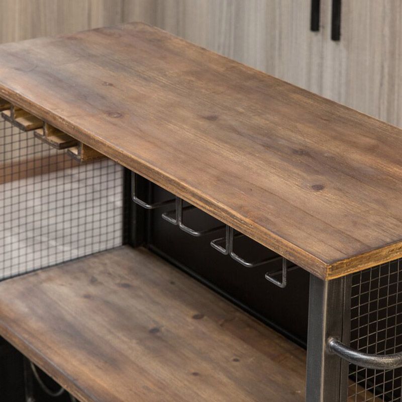 Modern Open Storage Kitchen Trolley Rolling Prep Table with Wine Storage Clearhalo 'furn' 'furn_kitchen_islands_carts' 'Furniture' 'Kitchen & Dining Furniture' 'Kitchen Islands & Carts' 'kitchen_islands_carts' 1200x1200_c8a9e629-907e-43c4-b022-accad79d8e54