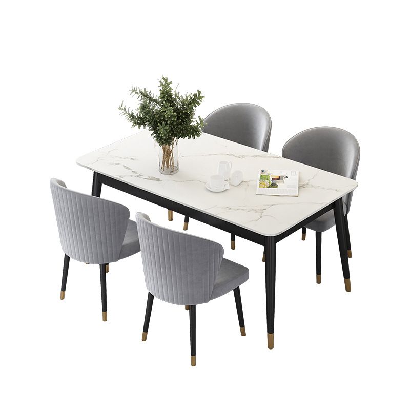White Stone Top Dining Table Contemporary Rectangle Dining Table with 4 Legs Clearhalo 'Dining Tables & Seating' 'Dining Tables' 'dining_table' 'furn' 'furn_dining_table' 'Furniture' 'Kitchen & Dining Furniture' 1200x1200_c8ab63c9-305e-47fe-8de5-12d422d27b1d