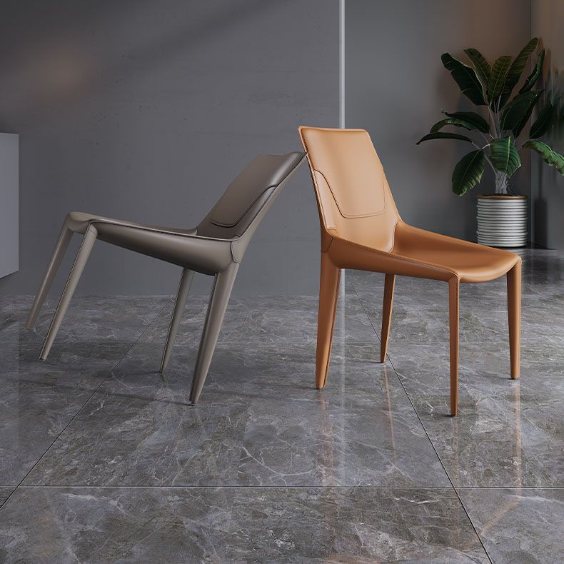 Contemporary Design Leather Dining Chair Armless Solid Back Chair for Home Clearhalo 'Dining Chairs' 'Dining Tables & Seating' 'dining_chair' 'furn' 'furn_dining_chair' 'Furniture' 'furniture_dining_chair' 'Kitchen & Dining Furniture' 1200x1200_c8aed8c1-d1c3-466d-87f5-11ca568c573d