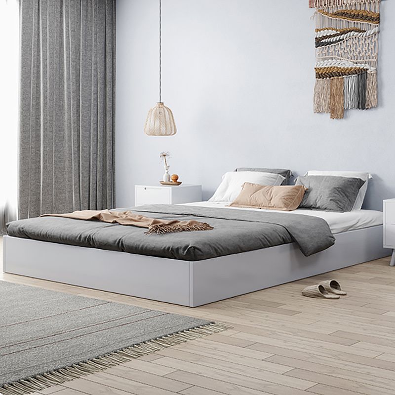 Scandinavian 7.87" Tall Solid Color Wood Bed Frame for Bedroom