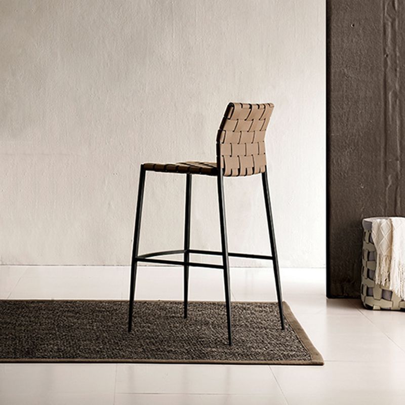 Sgabelli da bar contemporanei in finta pelle in pelle con base in metallo