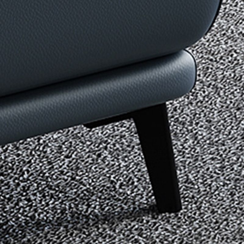 Blue Pillow Back Sectional Genuine Leather L-shape 3/4-Seat Sectional