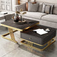 Glam Frame Couchtisch, Glas/Schiefer, quadratischer Cocktailtisch mit Schublade
