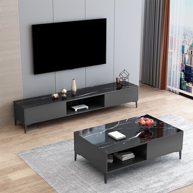 15.75-Inch High Modern TV Stand 2 Doors Open Storage TV Console Clearhalo 'furn' 'furn_tv_stands_entertainment_centers' 'Furniture' 'Living Room Furniture' 'TV Stands & Entertainment Centers' 'TV Stands & Media Storage Furniture' 'tv_stands_entertainment_centers' 1200x1200_c8b32ac5-8a96-4ed0-8a54-0449be13f581