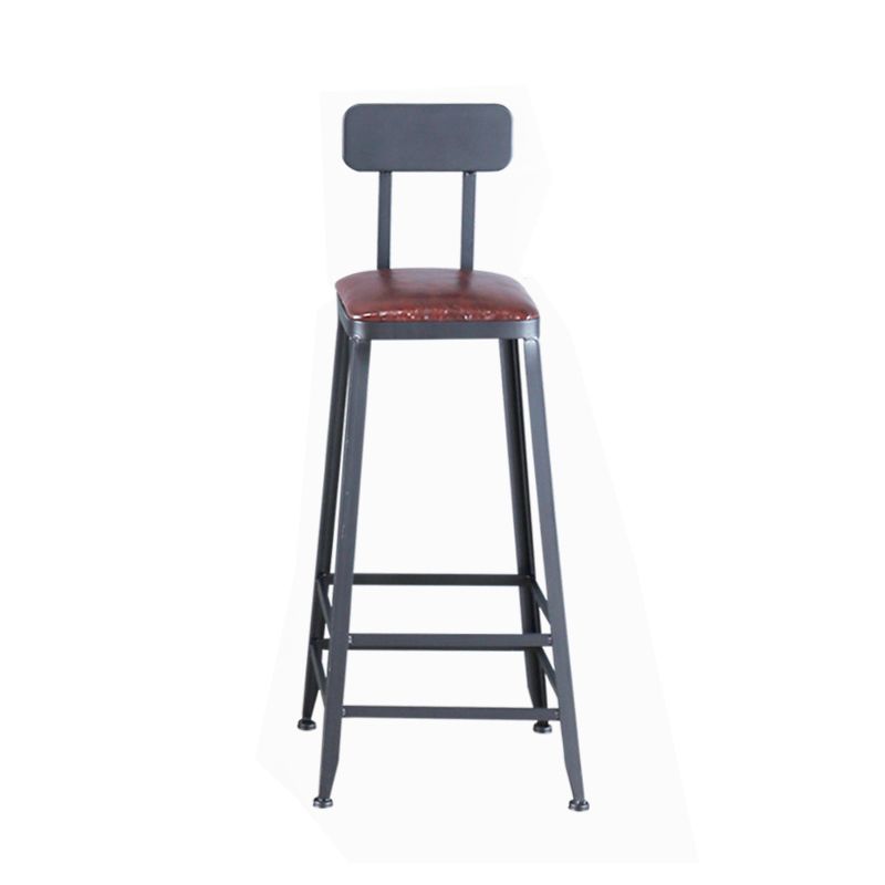 Industrial Armless Counter Stool Iron Cafe Bar Stool with Leather Cushion Clearhalo 'Bar Furniture' 'Bar Stools' 'bar_stools' 'furn' 'furn_bar_stools' 'Furniture' 'furniture_bar_stools' 'Kitchen & Dining Furniture' 1200x1200_c8b57f3c-18a4-4c32-956b-1d0ca96e803e