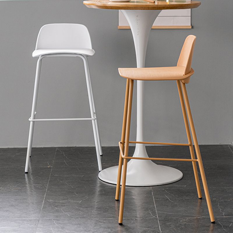 Rectangular Modern Plastic Bar Stool Backrest Footrest Counter Stool with Iron Legs Clearhalo 'Bar Furniture' 'Bar Stools' 'bar_stools' 'furn' 'furn_bar_stools' 'furniture_bar_stools' 'Kitchen & Dining Furniture' 'kitchen&dining_furn' 'kitchen' 'kitchen_furn' Furniture' 1200x1200_c8b6b1bb-b2a0-4d15-8c5f-7b7f42818184